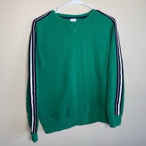 F&F Kids Size 18 XL Green Crewneck Sweatshirt with Navy & White Striped Sleeves